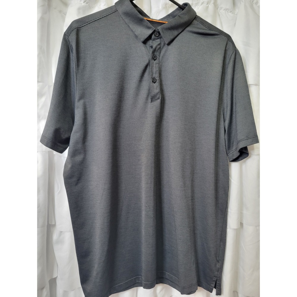 Modern Ambition Mens Large Polo Shirt Gray Technical Textured Short Sleeve L 645